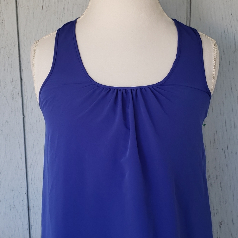 Braided Back Top. Blue Sleeveles Tunic - Picture 10 of 10